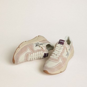 Golden Goose Running Sole In Nylon And Suede With Silver Printed Star And Leather Heel Tab Golden Goose Running Sole In Nylon And Suede With Silver Printed Star And Leather Heel Tab