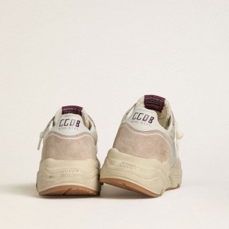 Golden Goose Running Sole In Nylon And Suede With Silver Printed Star And Leather Heel Tab Golden Goose Running Sole In Nylon And Suede With Silver Printed Star And Leather Heel Tab