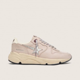 Golden Goose Running Sole In Powder-Pink Leather With Silver Star