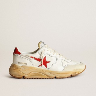 Golden Goose Running Sole With Leather Star And Heel Tab With Red Print