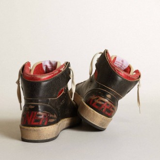 Golden Goose Sky-Star In Black Glossy Leather With Red Star Golden Goose Sky-Star In Black Glossy Leather With Red Star