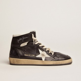Golden Goose Sky-Star In Black Nappa Leather With White Leather Star