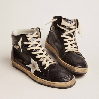 Golden Goose Sky-Star In Black Nappa Leather With White Leather Star Golden Goose Sky-Star In Black Nappa Leather With White Leather Star