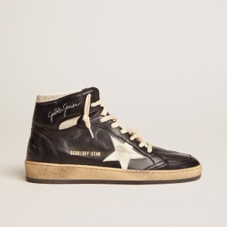 Golden Goose Sky-Star In Black Nappa With White Star