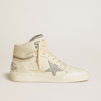 Golden Goose Sky-Star In Leather With Light Blue Leather Star And White Heel Tab
