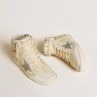 Golden Goose Sky-Star In Leather With Light Blue Leather Star And White Heel Tab Golden Goose Sky-Star In Leather With Light Blue Leather Star And White Heel Tab