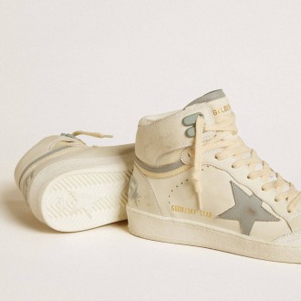 Golden Goose Sky-Star In Leather With Light Blue Leather Star And White Heel Tab Golden Goose Sky-Star In Leather With Light Blue Leather Star And White Heel Tab