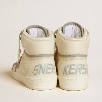 Golden Goose Sky-Star In Leather With Light Blue Leather Star And White Heel Tab Golden Goose Sky-Star In Leather With Light Blue Leather Star And White Heel Tab
