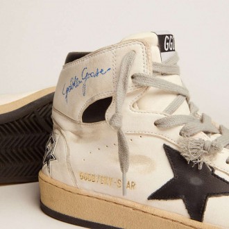 Golden Goose Sky-Star In White Leather With Black Leather Star Golden Goose Sky-Star In White Leather With Black Leather Star