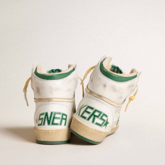 Golden Goose Sky-Star In White Leather With Green Leather Star Golden Goose Sky-Star In White Leather With Green Leather Star
