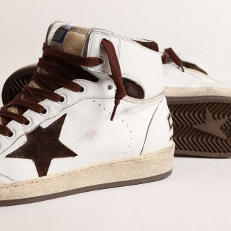 Golden Goose Sky-Star In White Nappa Leather With A Chocolate Suede Star Golden Goose Sky-Star In White Nappa Leather With A Chocolate Suede Star