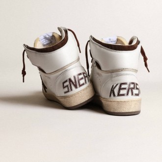 Golden Goose Sky-Star In White Nappa Leather With A Chocolate Suede Star Golden Goose Sky-Star In White Nappa Leather With A Chocolate Suede Star