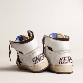 Golden Goose Sky-Star In White Nappa Leather With Chocolate Suede Star Golden Goose Sky-Star In White Nappa Leather With Chocolate Suede Star