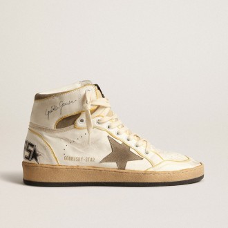 Golden Goose Sky-Star In White Nappa Leather With Dove-Gray Suede Star