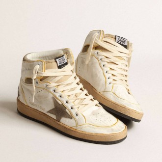 Golden Goose Sky-Star In White Nappa Leather With Dove-Gray Suede Star Golden Goose Sky-Star In White Nappa Leather With Dove-Gray Suede Star