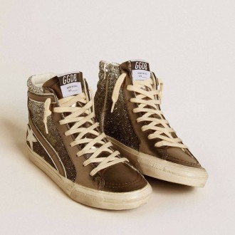 Golden Goose Slide In Black And Silver Glitter With Leather Star And Metallic Flash Golden Goose Slide In Black And Silver Glitter With Leather Star And Metallic Flash