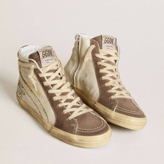 Golden Goose Slide In Nappa With Glitter Star And Patent Leather Flash