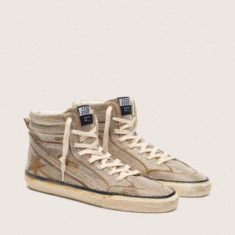 Golden Goose Slide Lab In Tobacco-Colored Suede With Crystals And Tobacco-Colored Suede Star Golden Goose Slide Lab In Tobacco-Colored Suede With Crystals And Tobacco-Colored Suede Star