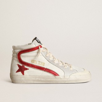 Golden Goose Slide With A Red Laminated Leather Star And Flash Golden Goose Slide With A Red Laminated Leather Star And Flash