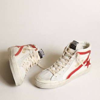 Golden Goose Slide With A Red Laminated Leather Star And Flash