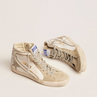 Golden Goose Slide With Ice-Gray Suede Star And White Flash Golden Goose Slide With Ice-Gray Suede Star And White Flash