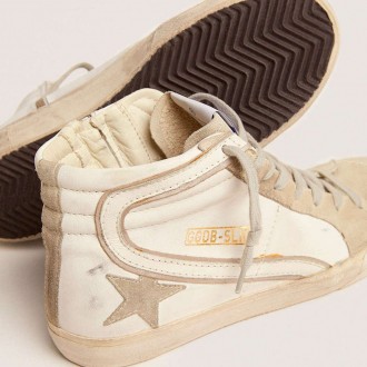 Golden Goose Slide With Ice-Gray Suede Star And White Flash Golden Goose Slide With Ice-Gray Suede Star And White Flash