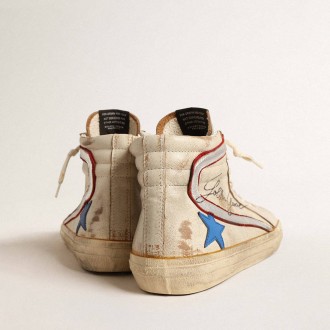 Golden Goose Slide With Light Blue Leather Star And Metallic Silver Leather Flash Golden Goose Slide With Light Blue Leather Star And Metallic Silver Leather Flash