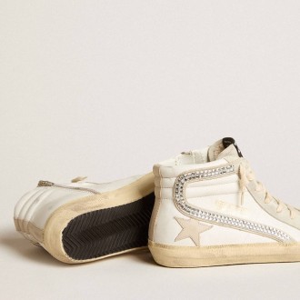 Golden Goose Slide With Nude Leather Star And Suede And Swarovski Crystal Flash Golden Goose Slide With Nude Leather Star And Suede And Swarovski Crystal Flash