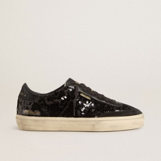 Golden Goose Soul Star In Black Sequins With Black Suede Heel Tab