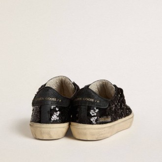 Golden Goose Soul Star In Black Sequins With Black Suede Heel Tab