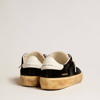 Golden Goose Soul Star In Black Velvet With White Leather Heel Tab