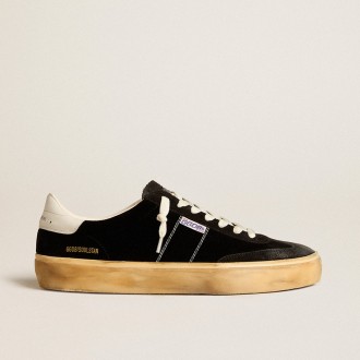 Golden Goose Soul Star In Black Velvet With White Leather Heel Tab