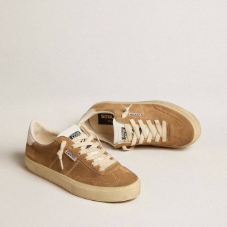 Golden Goose Soul Star In Camel-Colored Suede With White Leather Heel Tab And Tongue Golden Goose Soul Star In Camel-Colored Suede With White Leather Heel Tab And Tongue