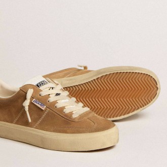 Golden Goose Soul Star In Camel-Colored Suede With White Leather Heel Tab And Tongue Golden Goose Soul Star In Camel-Colored Suede With White Leather Heel Tab And Tongue