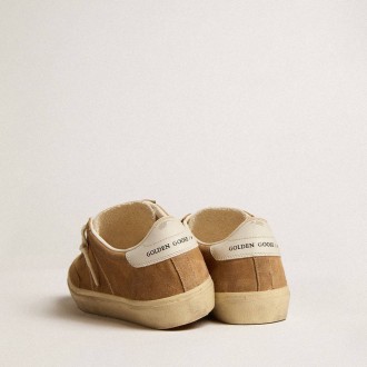 Golden Goose Soul Star In Camel-Colored Suede With White Leather Heel Tab And Tongue Golden Goose Soul Star In Camel-Colored Suede With White Leather Heel Tab And Tongue