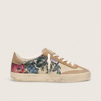 Golden Goose Soul Star In Canvas And Suede With Colorful Print