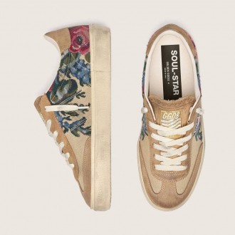 Golden Goose Soul Star In Canvas And Suede With Colorful Print Golden Goose Soul Star In Canvas And Suede With Colorful Print