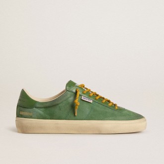 Golden Goose Soul Star In Green Suede With Green Leather Heel Tab