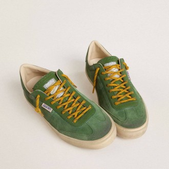 Golden Goose Soul Star In Green Suede With Green Leather Heel Tab