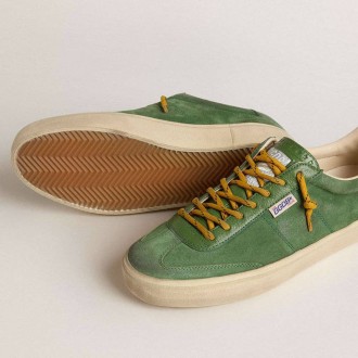 Golden Goose Soul Star In Green Suede With Green Leather Heel Tab