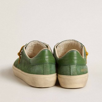 Golden Goose Soul Star In Green Suede With Green Leather Heel Tab
