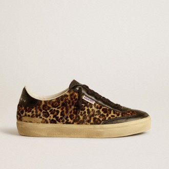 Golden Goose Soul Star In Leopard-Print Pony Skin With Black Nappa Leather Heel Tab And Inserts