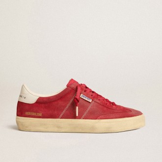 Golden Goose Soul Star In Red Suede With White Leather Heel Tab