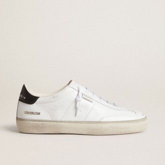 Golden Goose Soul Star In White Leather With Black Leather Heel Tab