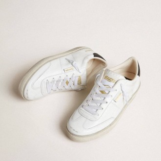 Golden Goose Soul Star In White Leather With Black Leather Heel Tab