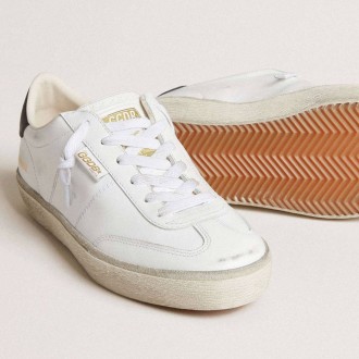 Golden Goose Soul Star In White Leather With Black Leather Heel Tab