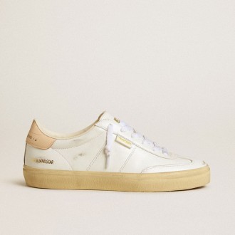 Golden Goose Soul Star In White Leather With Pink Leather Heel Tab