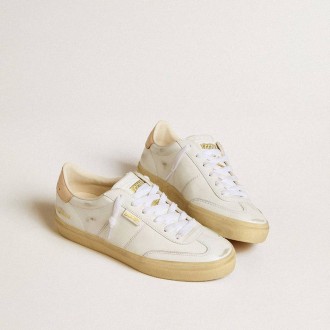 Golden Goose Soul Star In White Leather With Pink Leather Heel Tab