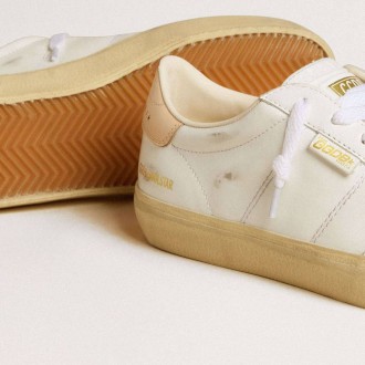 Golden Goose Soul Star In White Leather With Pink Leather Heel Tab