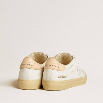 Golden Goose Soul Star In White Leather With Pink Leather Heel Tab